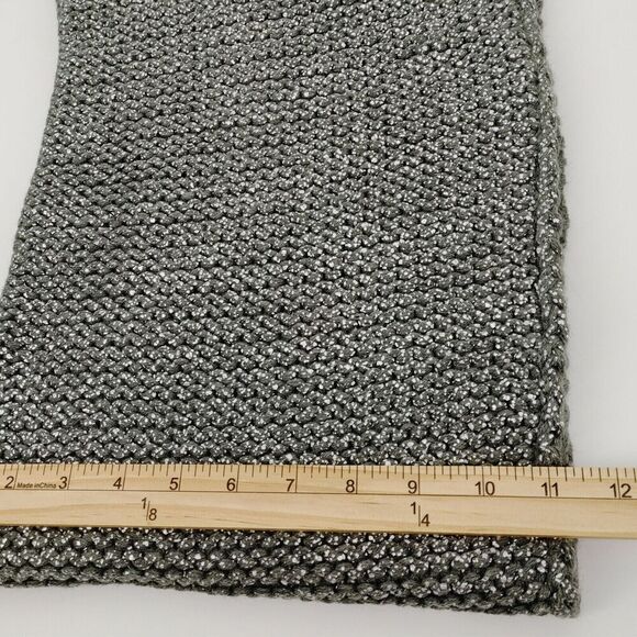 Women Scarf Infinity Gray Silver Tone Cowl Knit Metallic Boho Chic - Picture 10 of 12